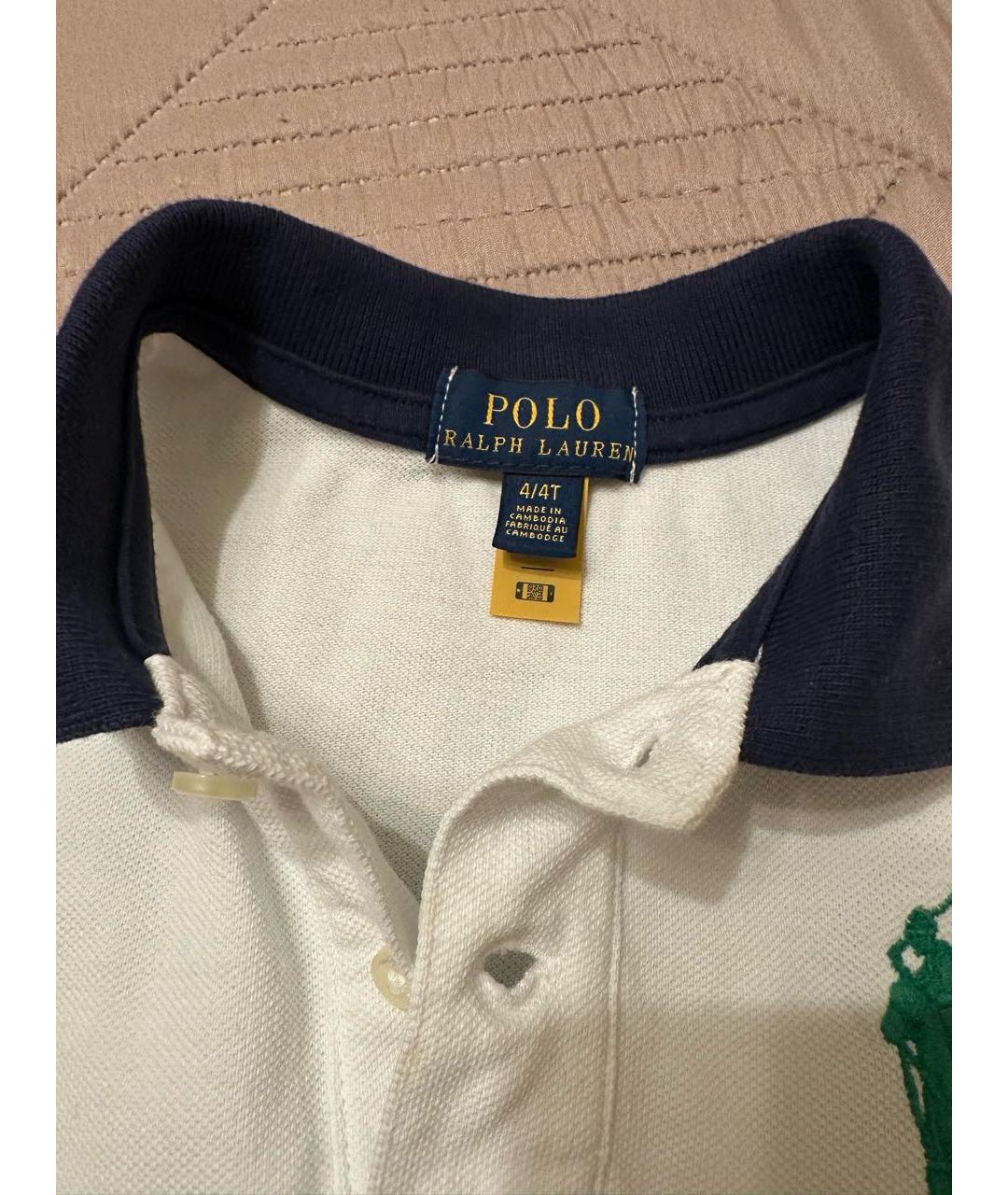 POLO RALPH LAUREN Белая хлопковая детская футболка, фото 6