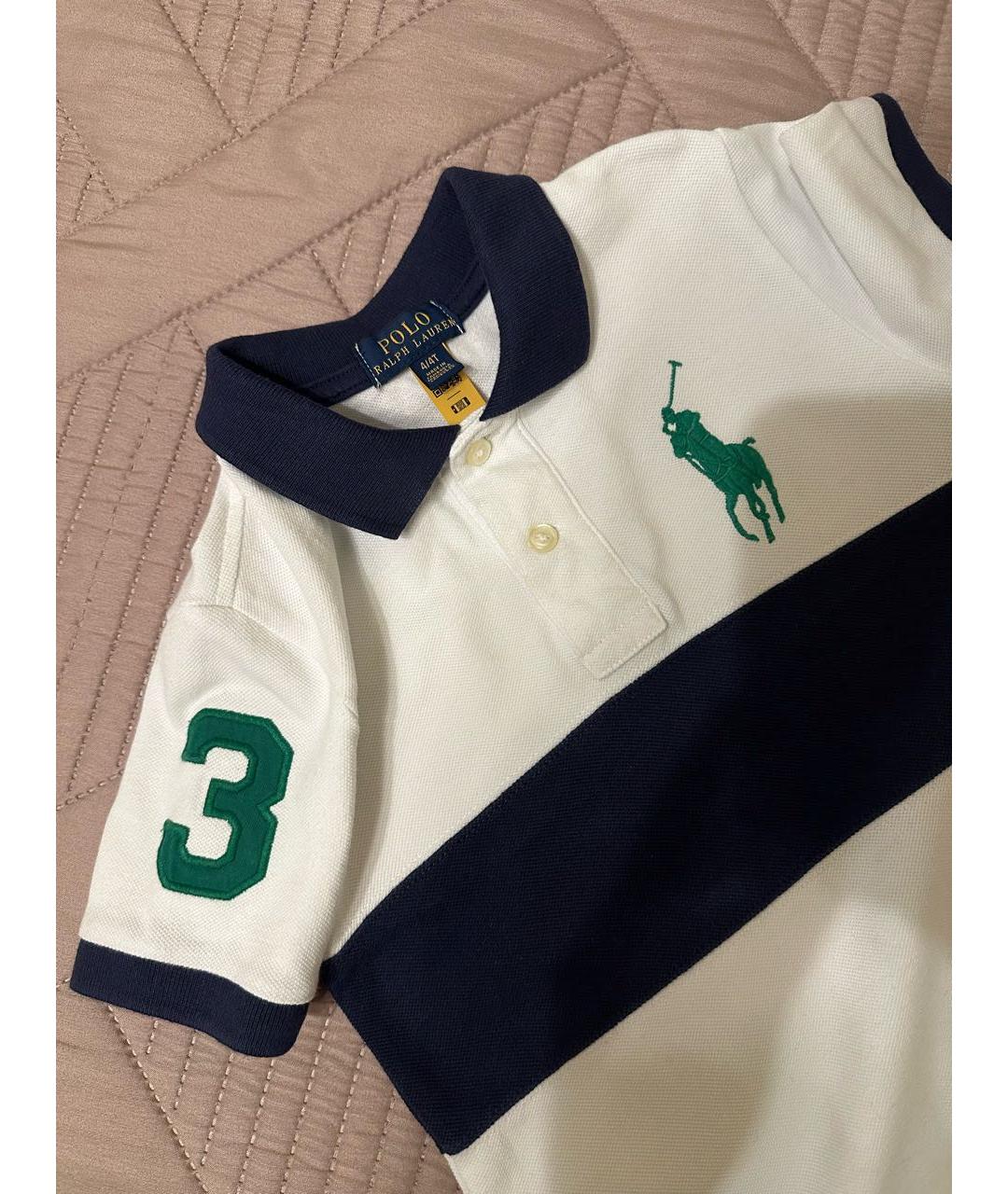 POLO RALPH LAUREN Белая хлопковая детская футболка, фото 3