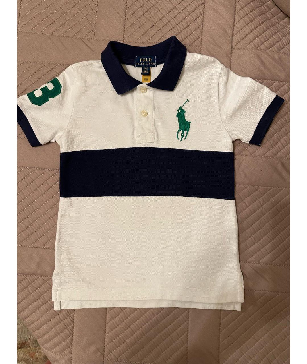 POLO RALPH LAUREN Белая хлопковая детская футболка, фото 7