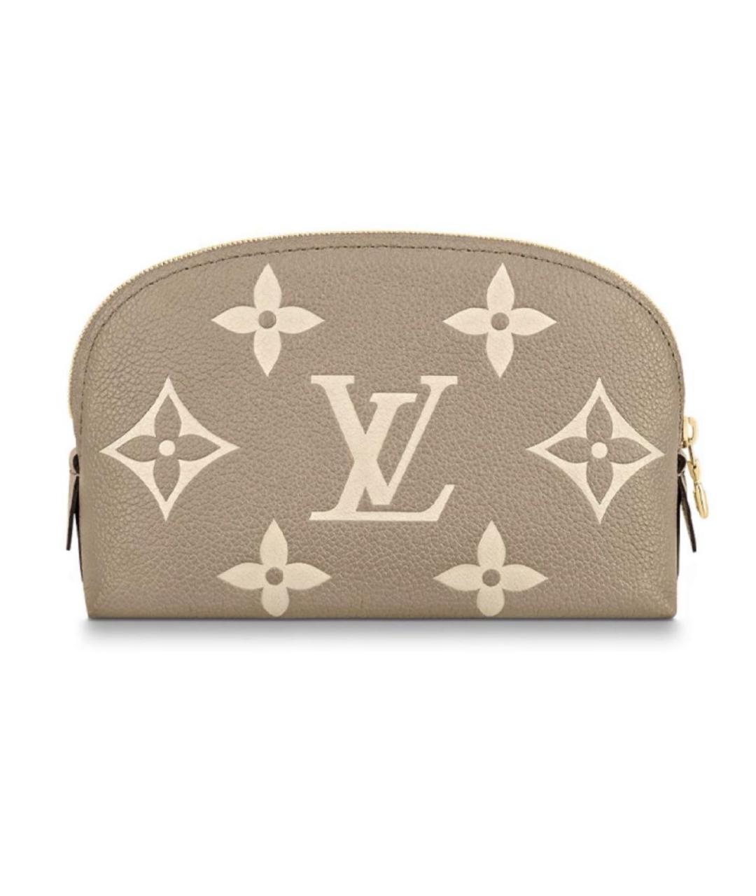 LOUIS VUITTON Бежевая кожаная косметичка, фото 4