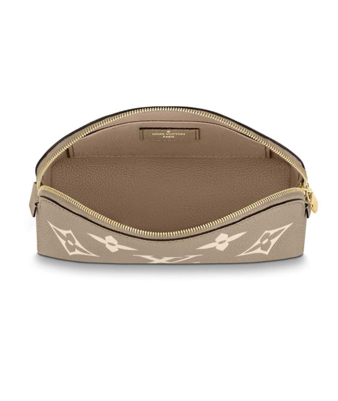 LOUIS VUITTON Бежевая кожаная косметичка, фото 3