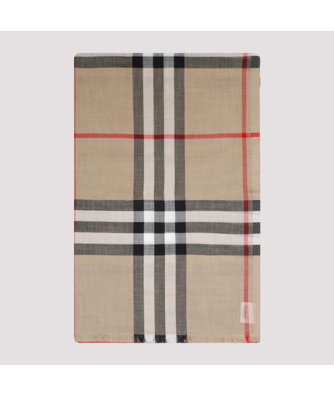 BURBERRY Бежевый шерстяной шарф, фото 2