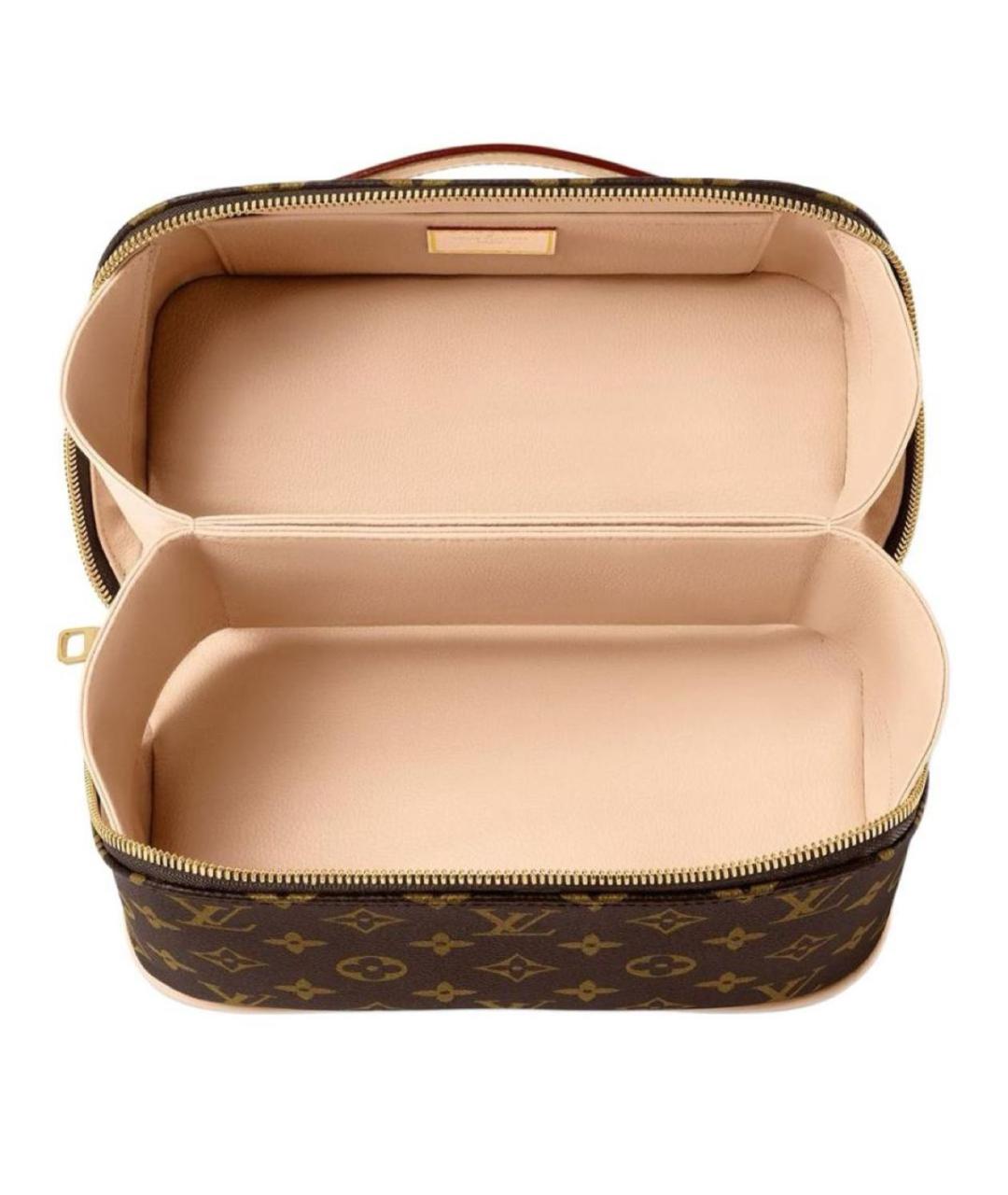 LOUIS VUITTON Коричневая кожаная косметичка, фото 3