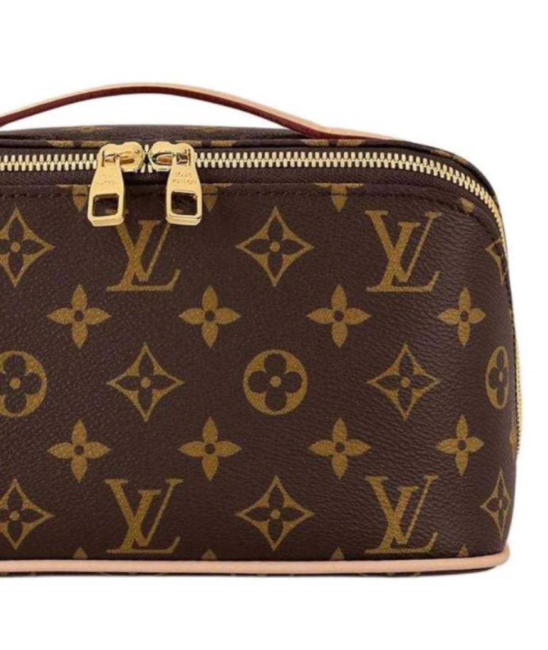 LOUIS VUITTON Коричневая кожаная косметичка, фото 4