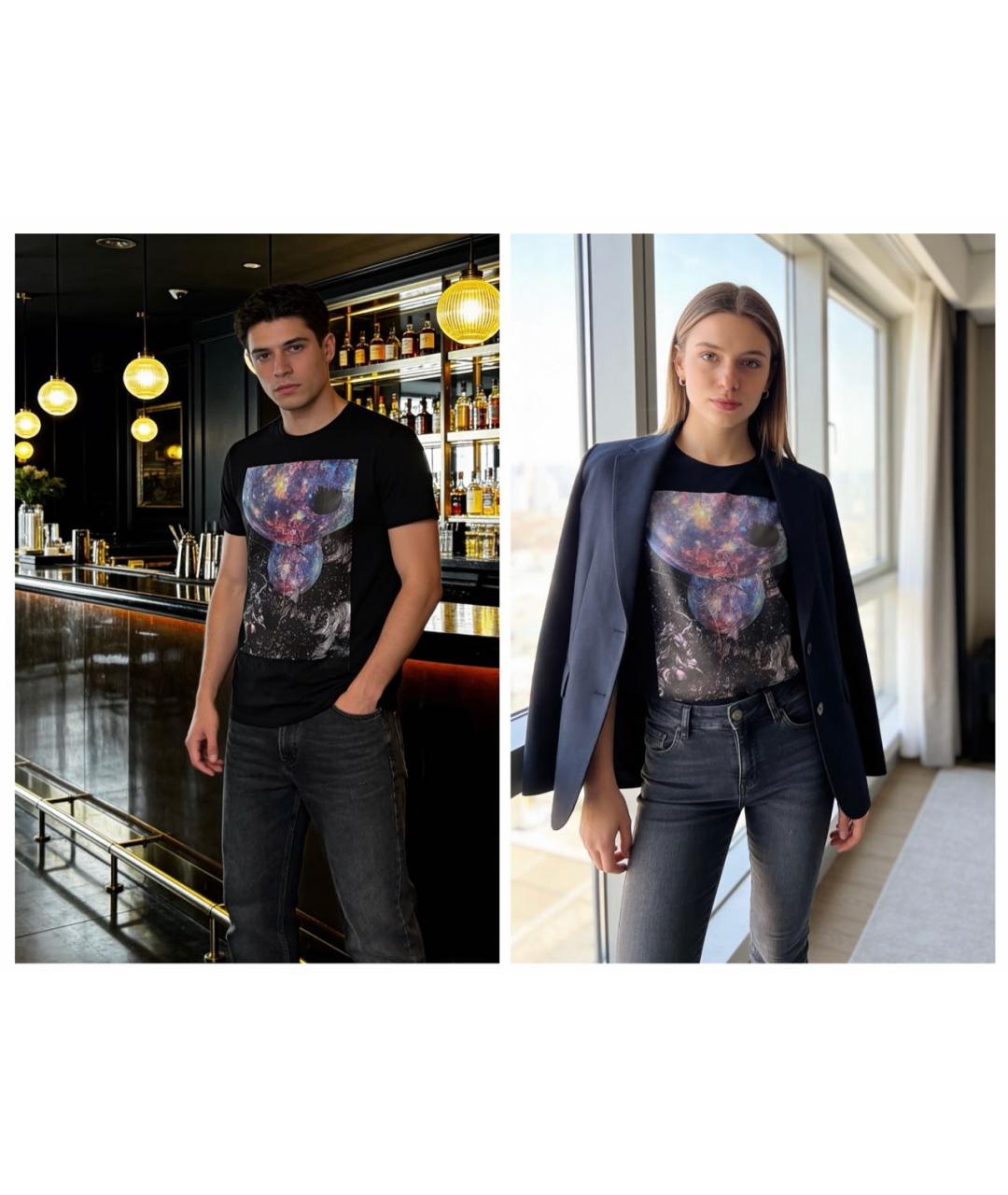 EMPORIO ARMANI Черная хлопковая футболка, фото 3