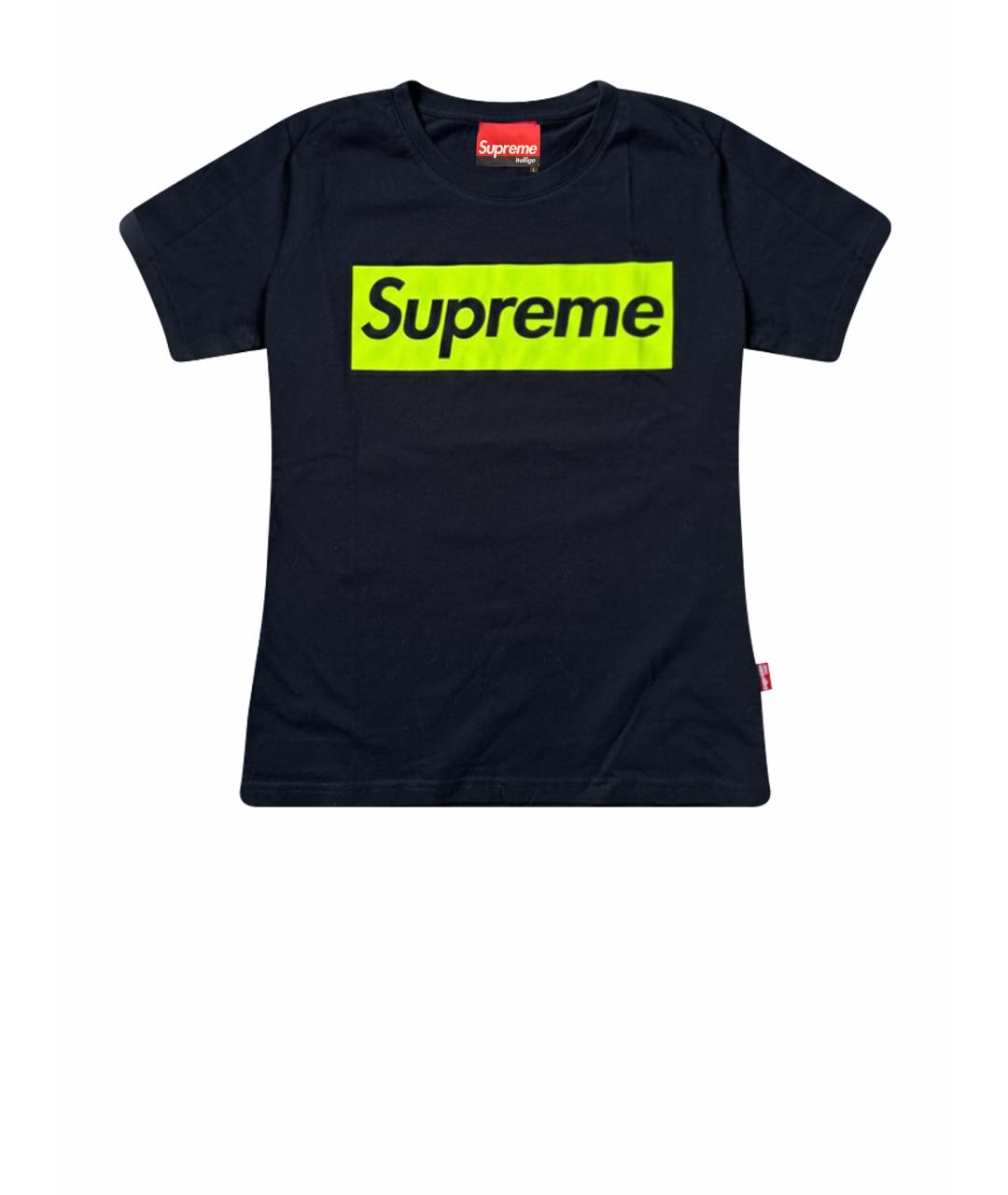 SUPREME Черная хлопковая футболка, фото 1