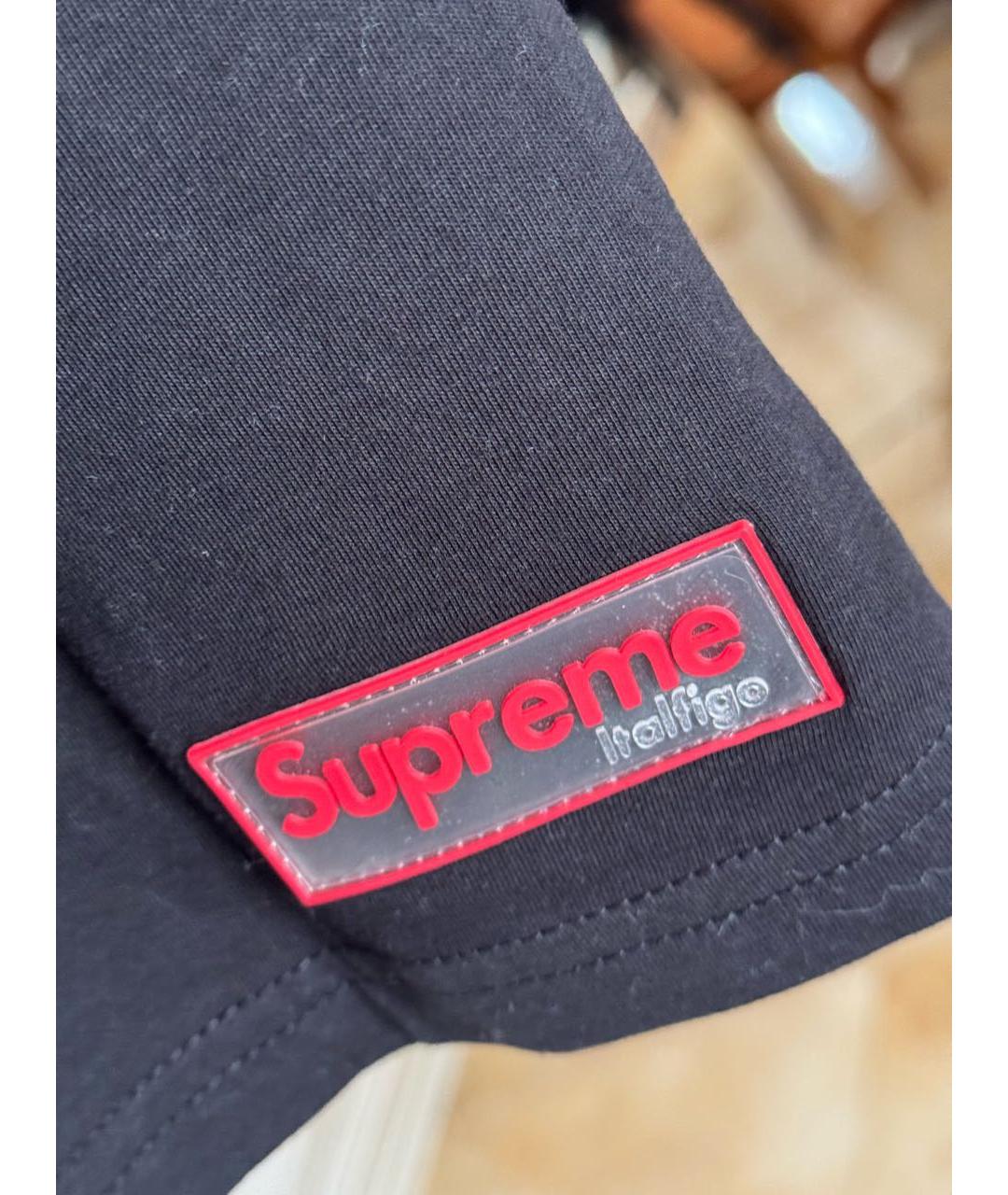 SUPREME Черная хлопковая футболка, фото 5