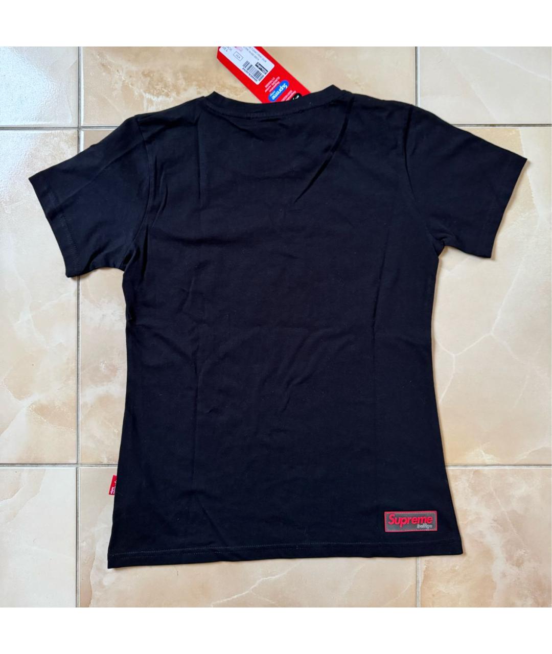 SUPREME Черная хлопковая футболка, фото 2