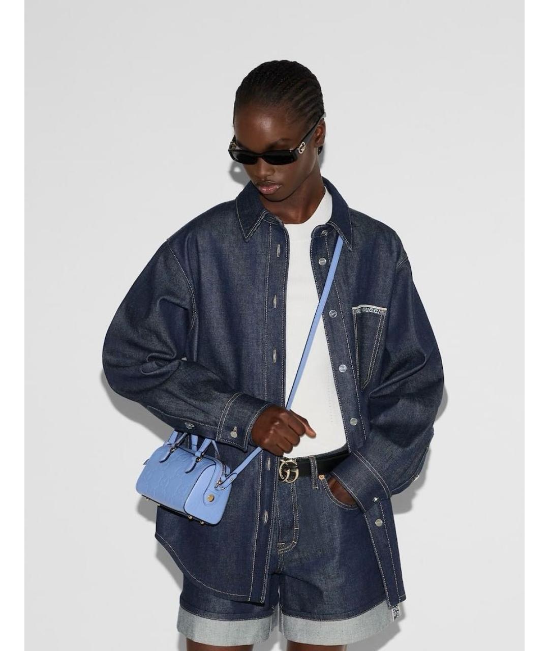 GUCCI Голубая кожаная сумка через плечо, фото 6