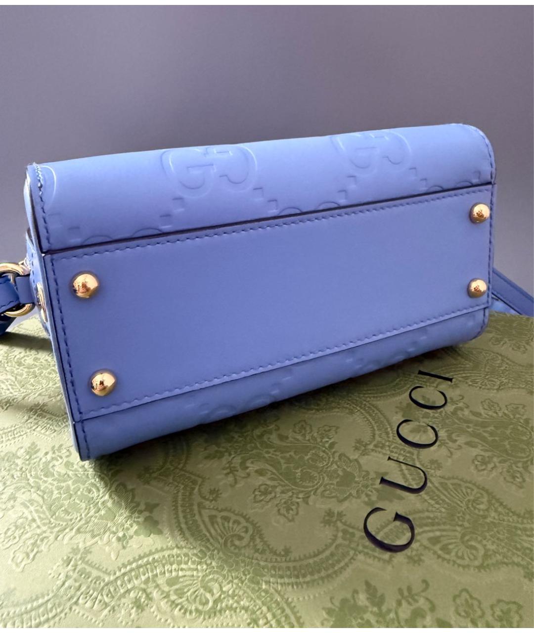 GUCCI Голубая кожаная сумка через плечо, фото 5