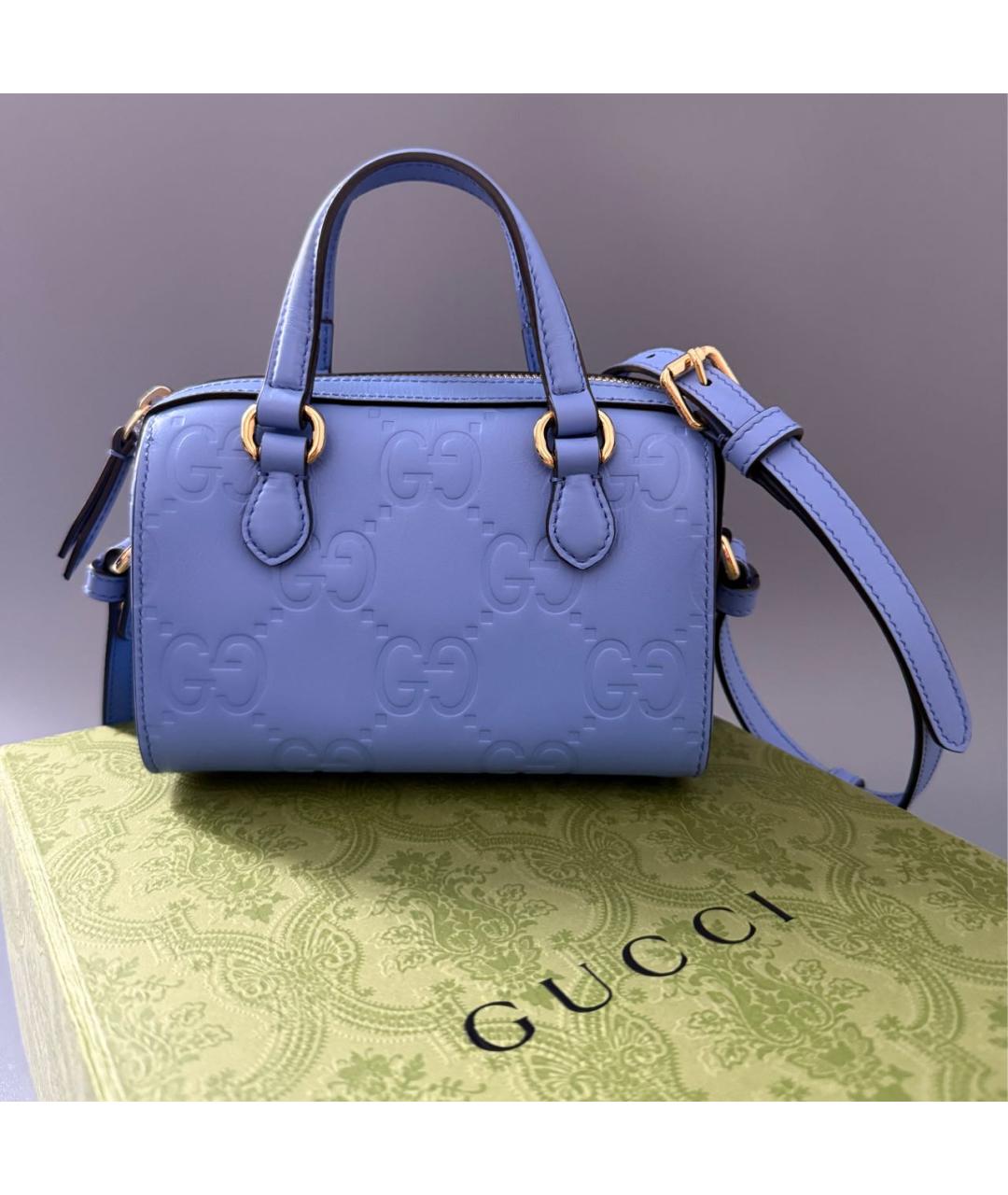 GUCCI Голубая кожаная сумка через плечо, фото 2