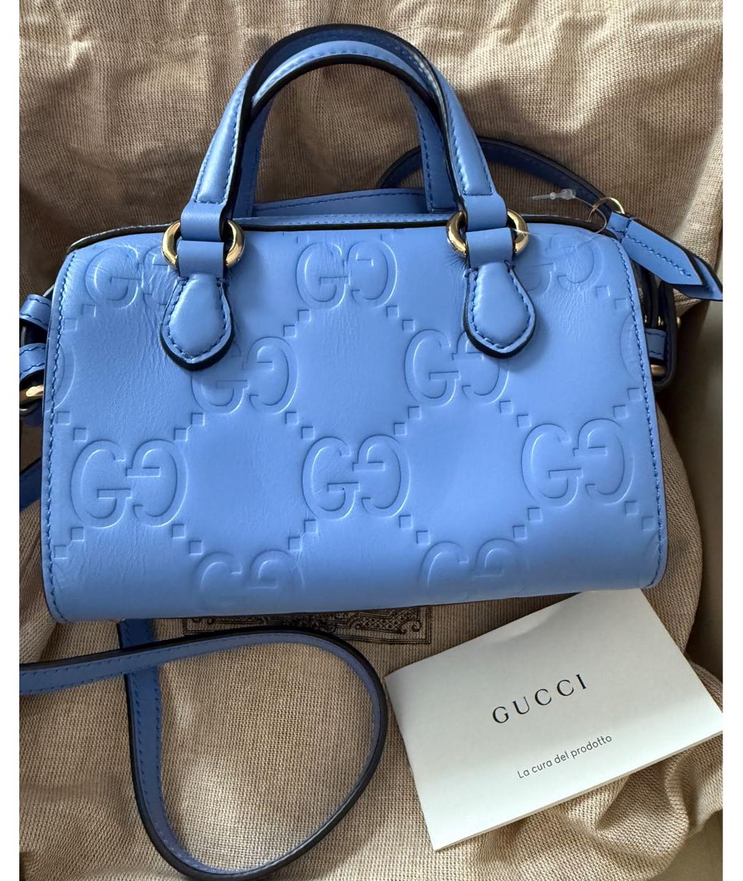 GUCCI Голубая кожаная сумка через плечо, фото 4