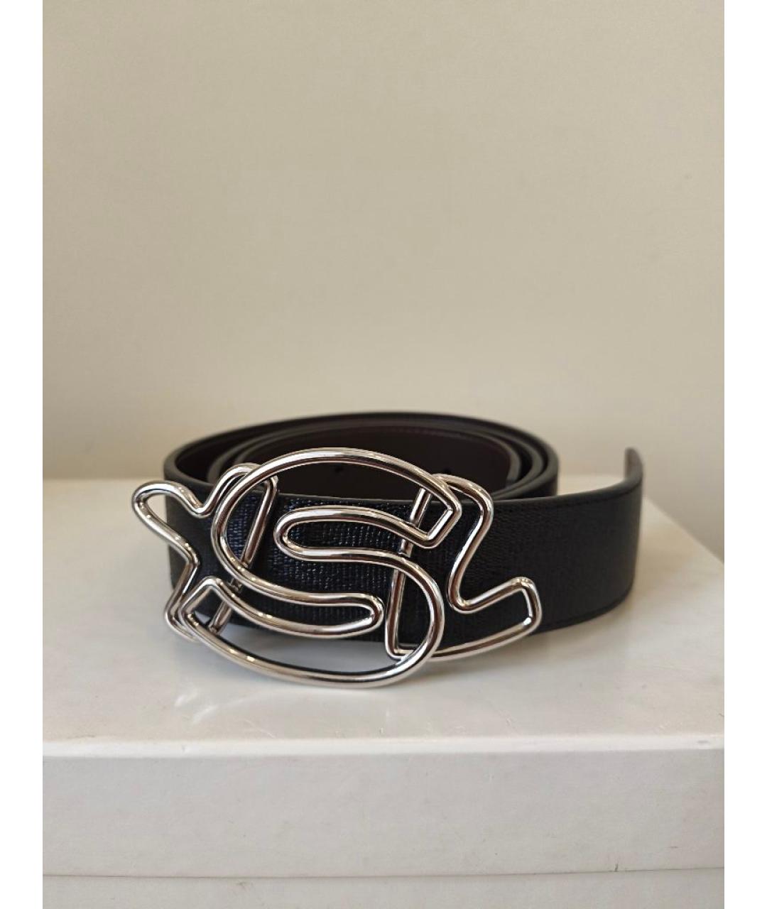 SAINT LAURENT Черный кожаный ремень, фото 9