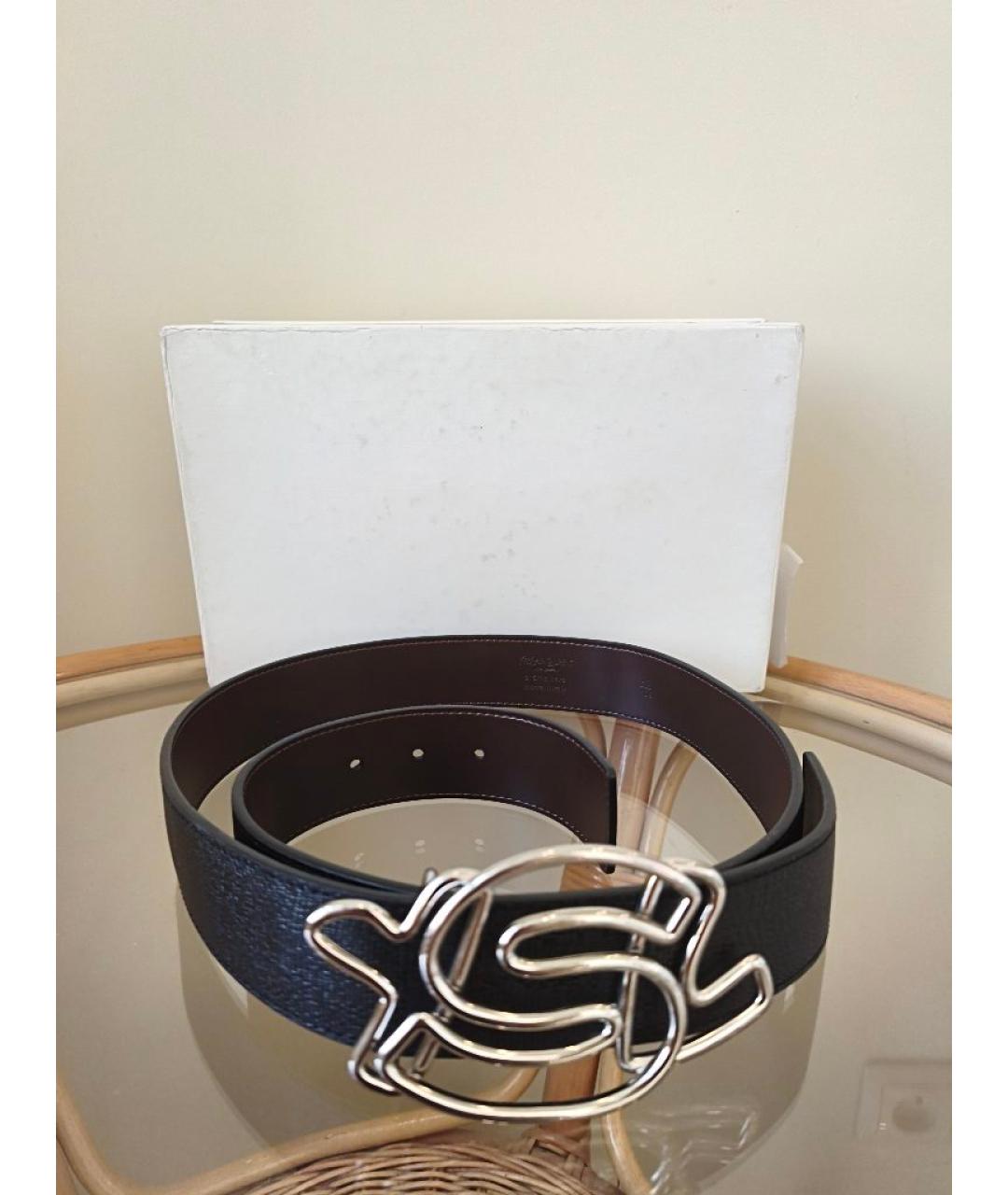 SAINT LAURENT Черный кожаный ремень, фото 5