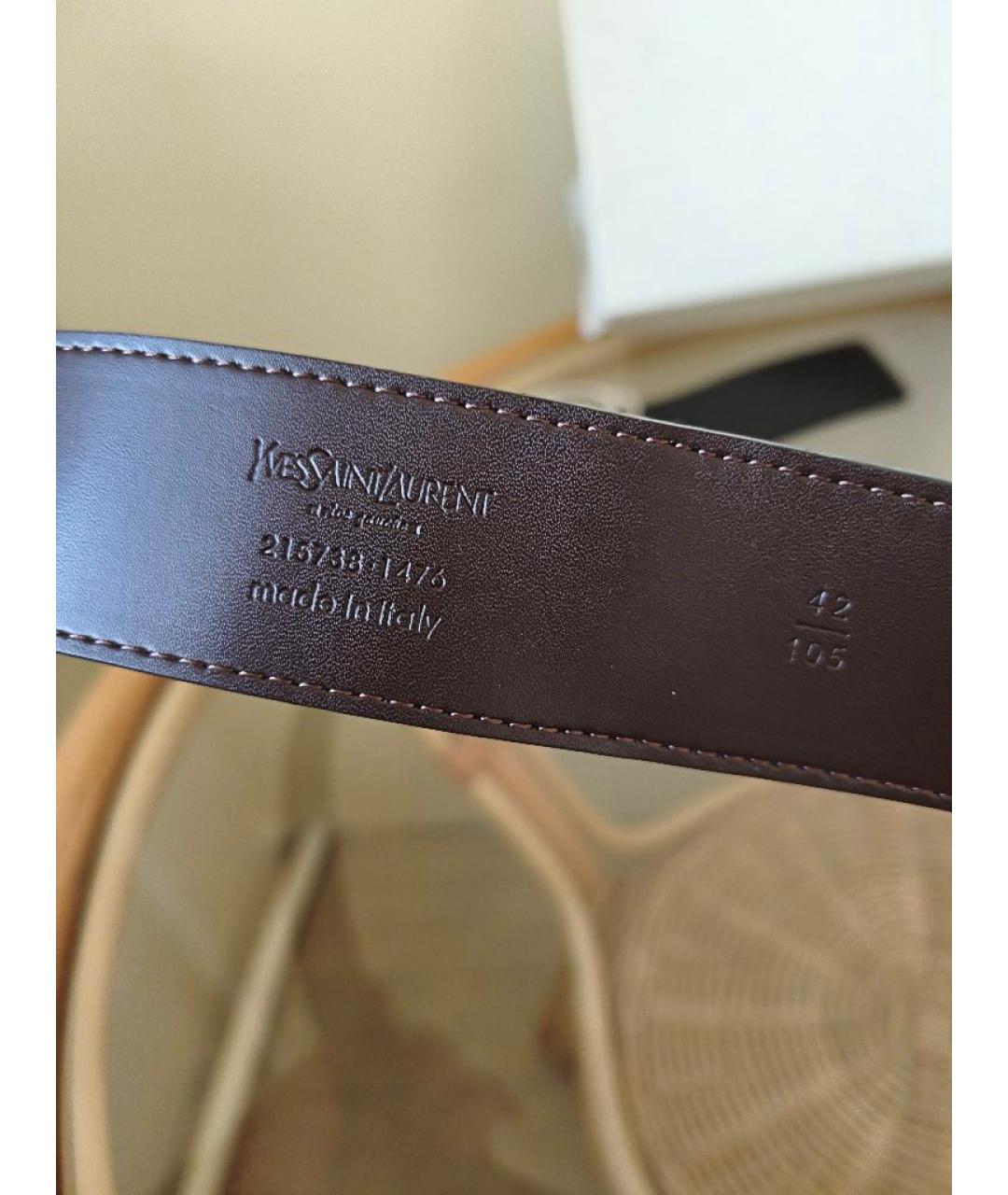 SAINT LAURENT Черный кожаный ремень, фото 3