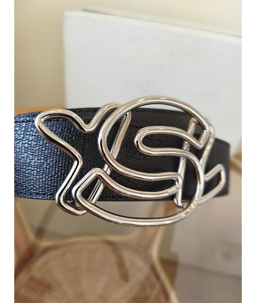 SAINT LAURENT Черный кожаный ремень, фото 6