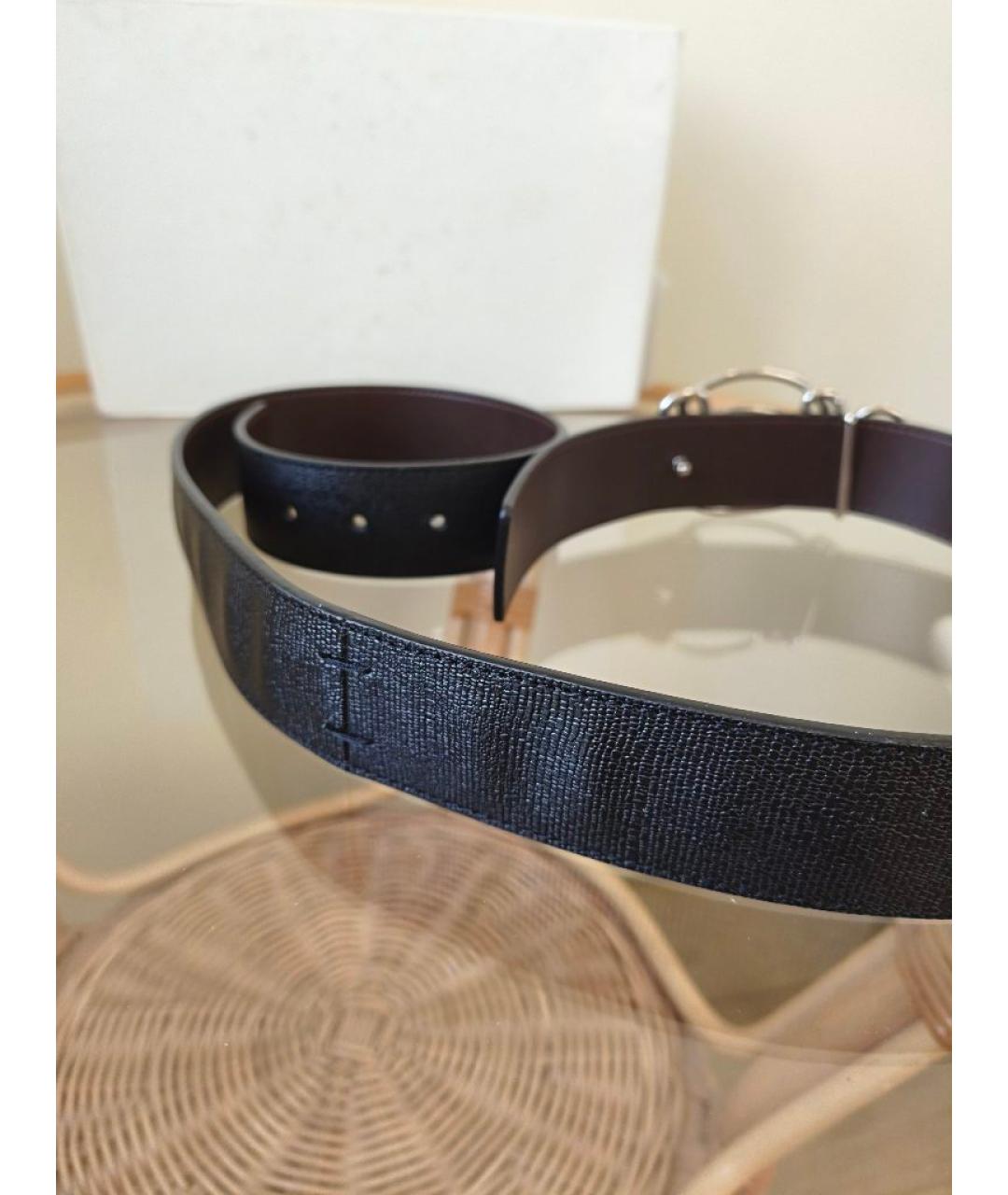 SAINT LAURENT Черный кожаный ремень, фото 7