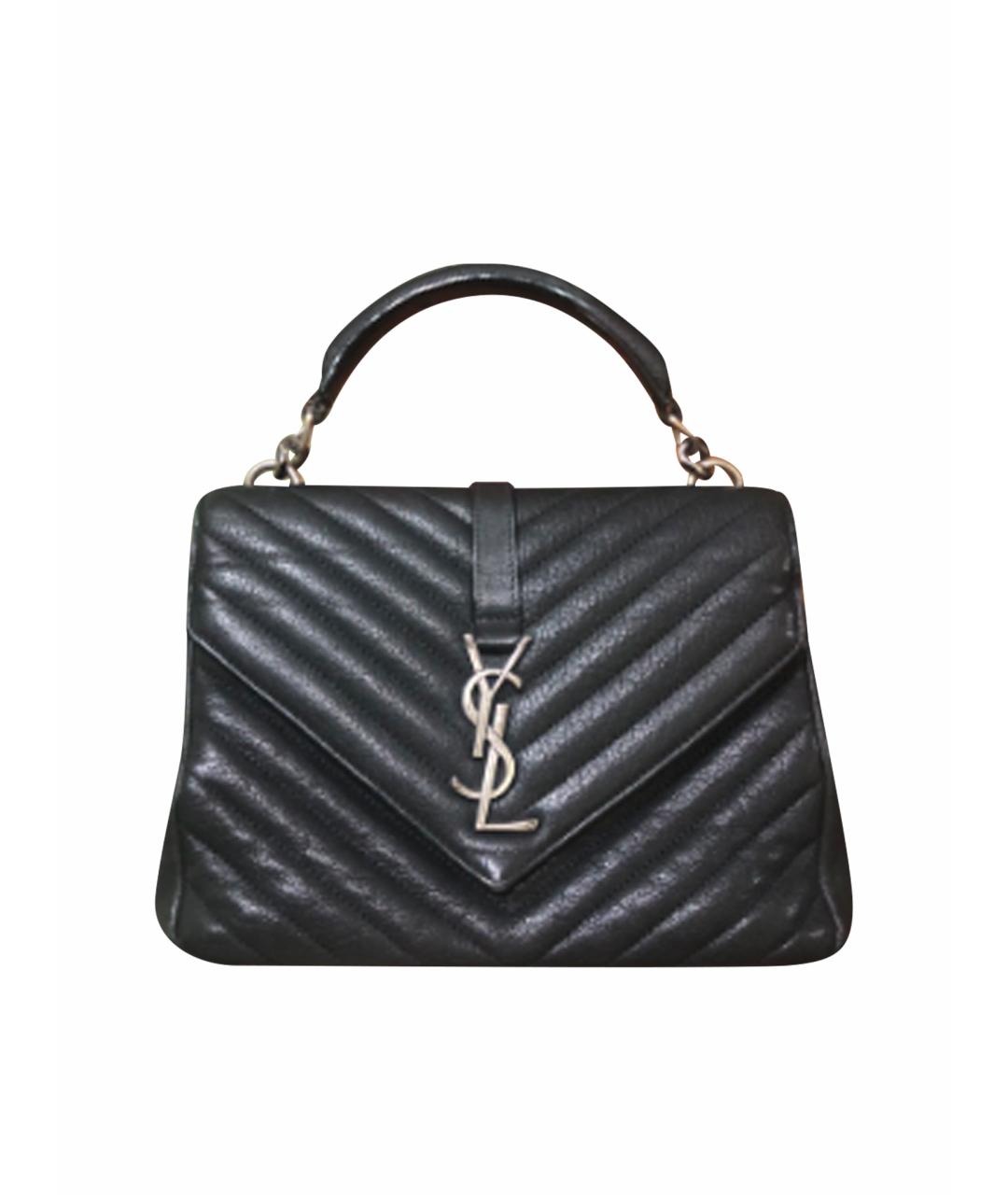 SAINT LAURENT Черная кожаная сумка с короткими ручками, фото 1