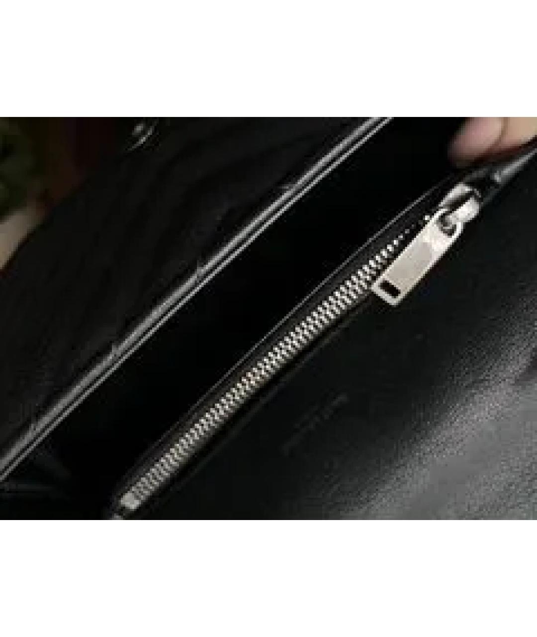 SAINT LAURENT Черная кожаная сумка с короткими ручками, фото 4