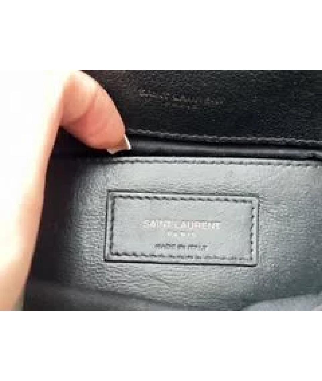 SAINT LAURENT Черная кожаная сумка с короткими ручками, фото 5