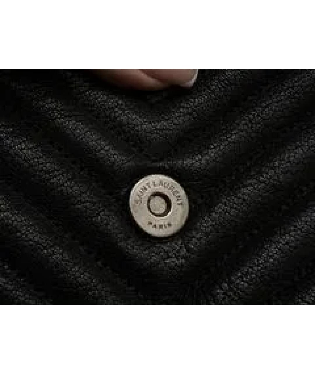 SAINT LAURENT Черная кожаная сумка с короткими ручками, фото 6