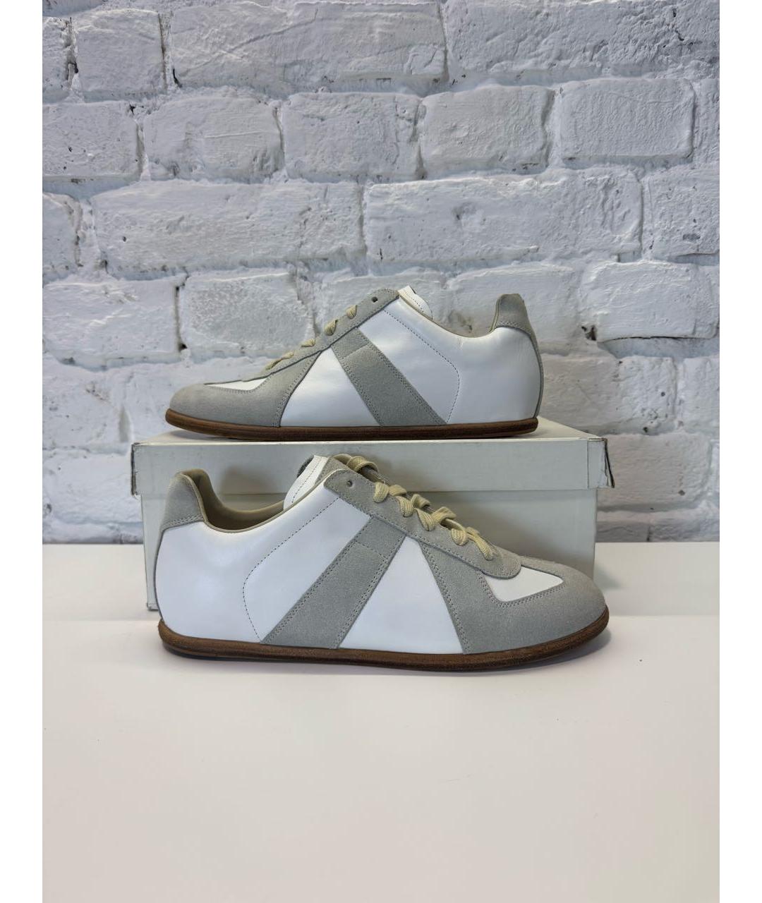 MAISON MARGIELA Белые кожаные низкие кроссовки / кеды, фото 6