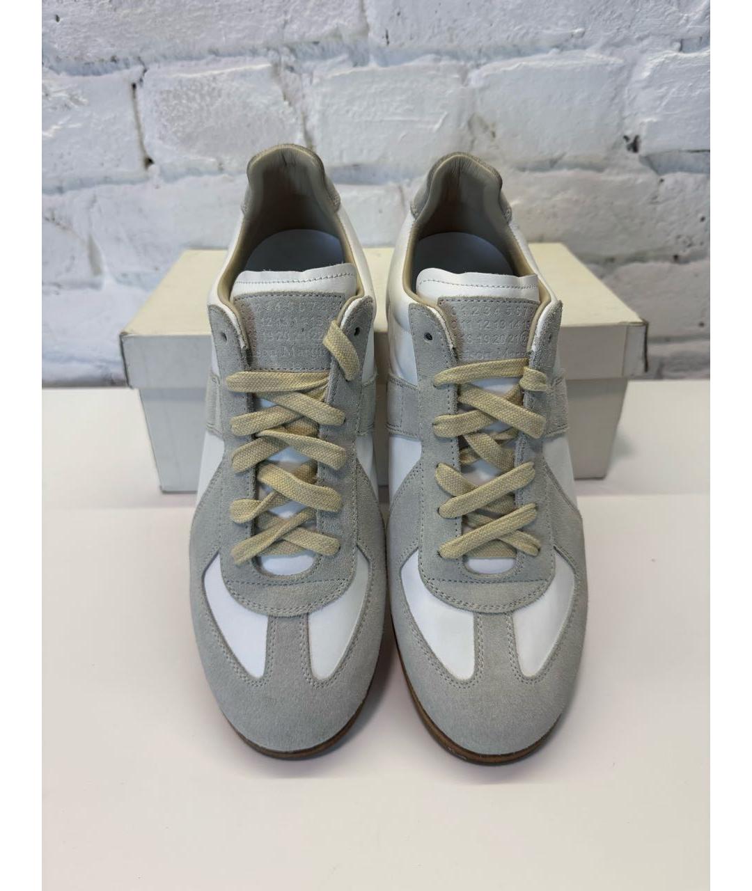 MAISON MARGIELA Белые кожаные низкие кроссовки / кеды, фото 3