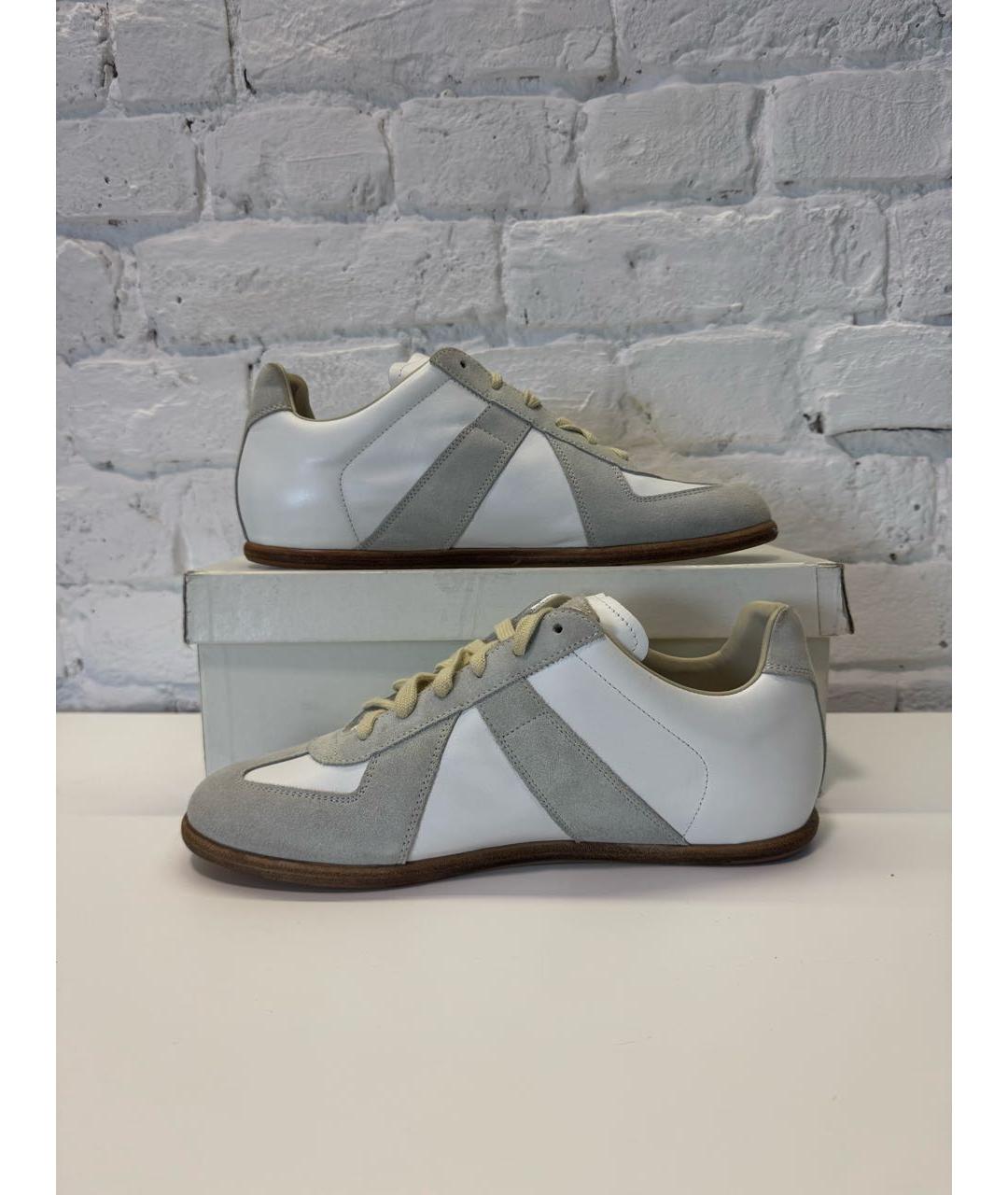 MAISON MARGIELA Белые кожаные низкие кроссовки / кеды, фото 2