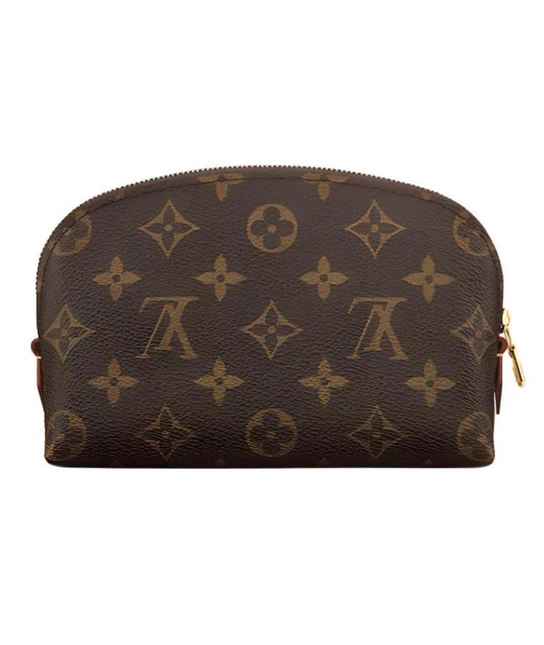 LOUIS VUITTON Коричневая кожаная косметичка, фото 2