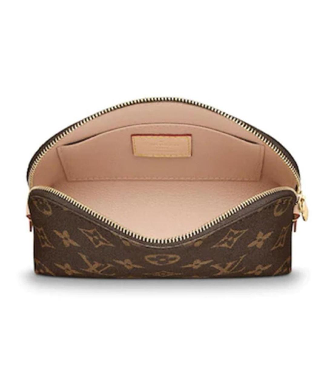 LOUIS VUITTON Коричневая кожаная косметичка, фото 4