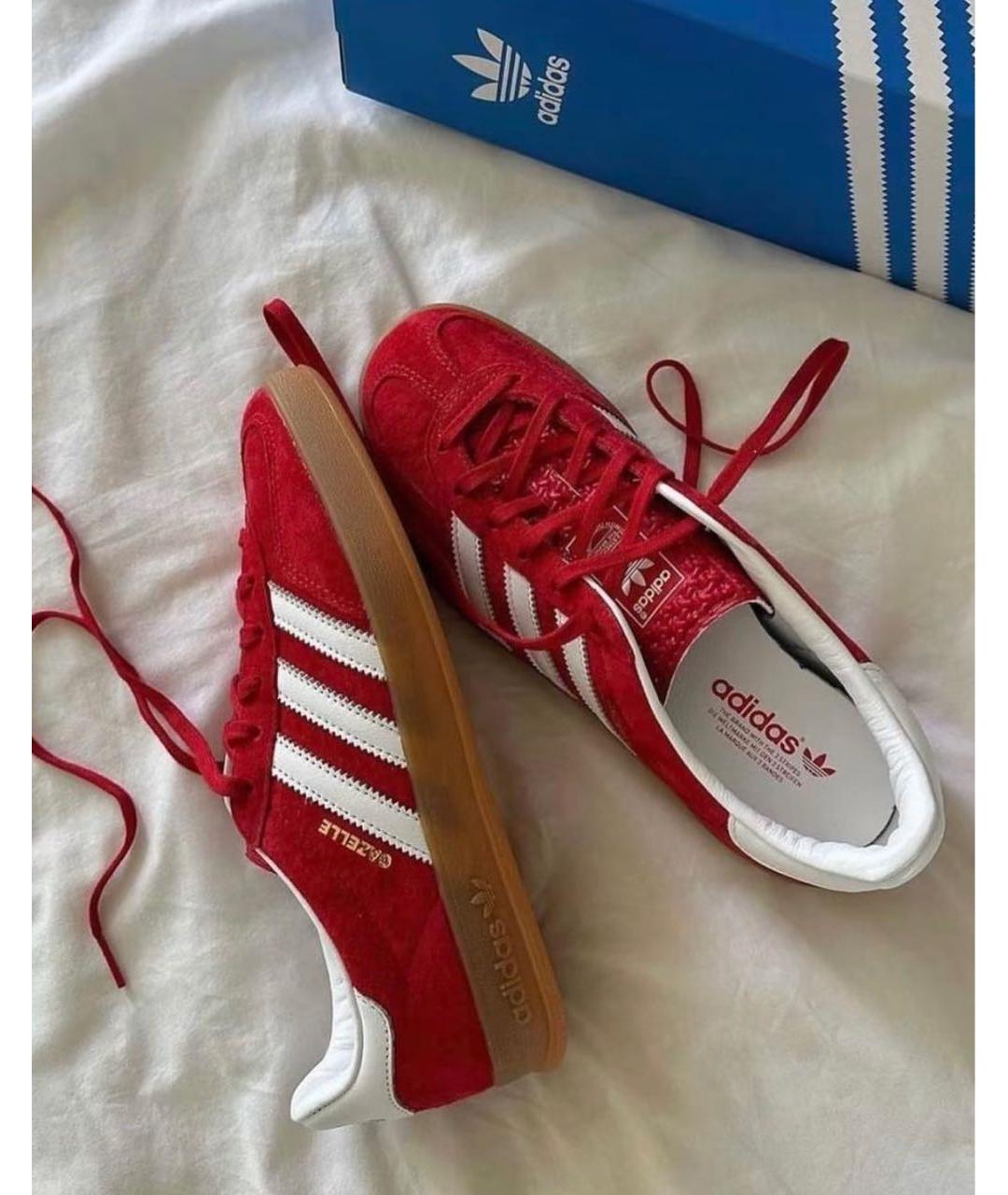 ADIDAS Красные замшевые кроссовки, фото 2