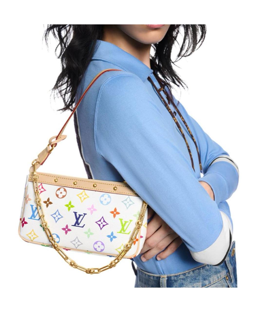 LOUIS VUITTON Белая кожаная сумка через плечо, фото 2