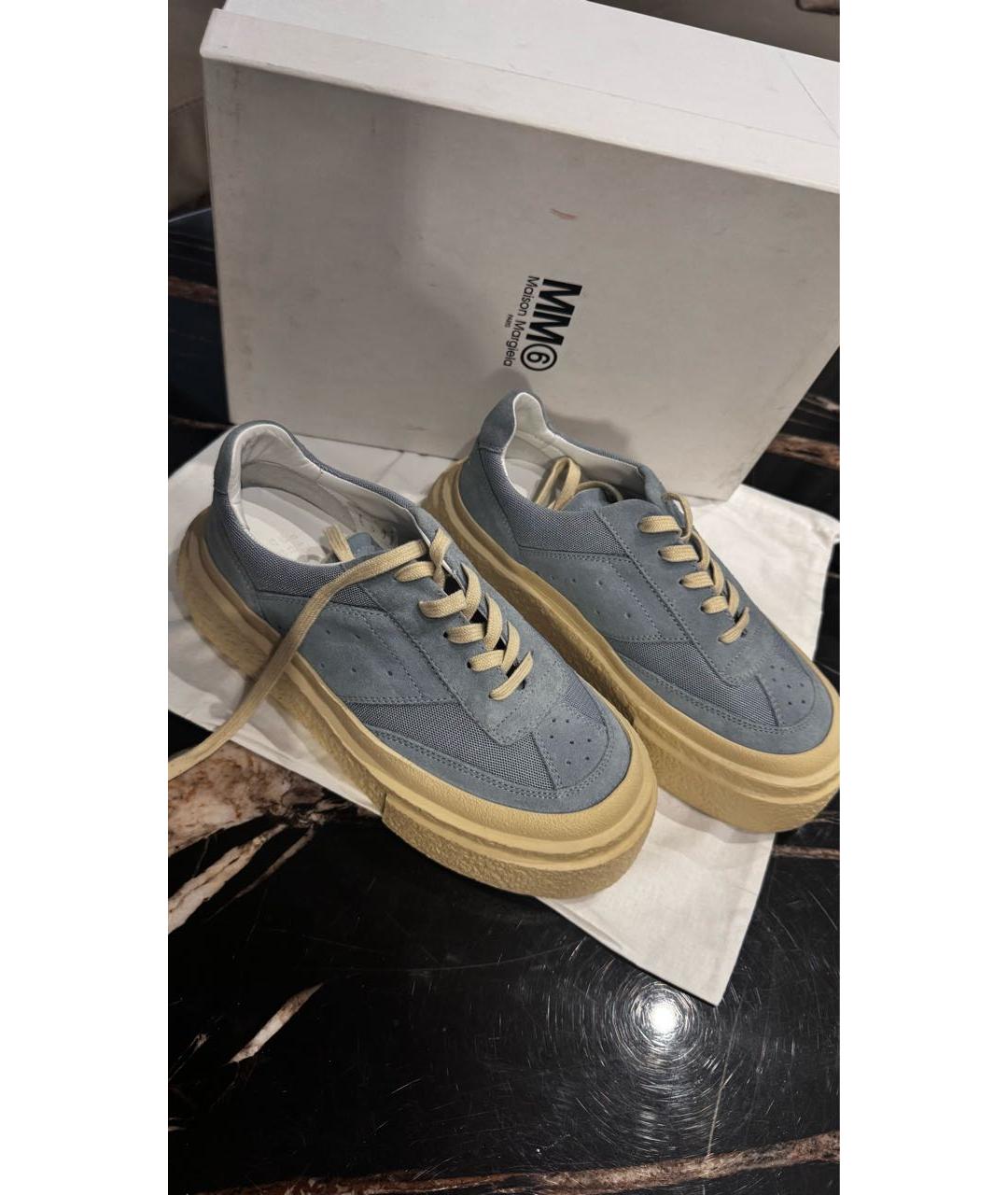 MM6 MAISON MARGIELA Голубые замшевые кеды, фото 2