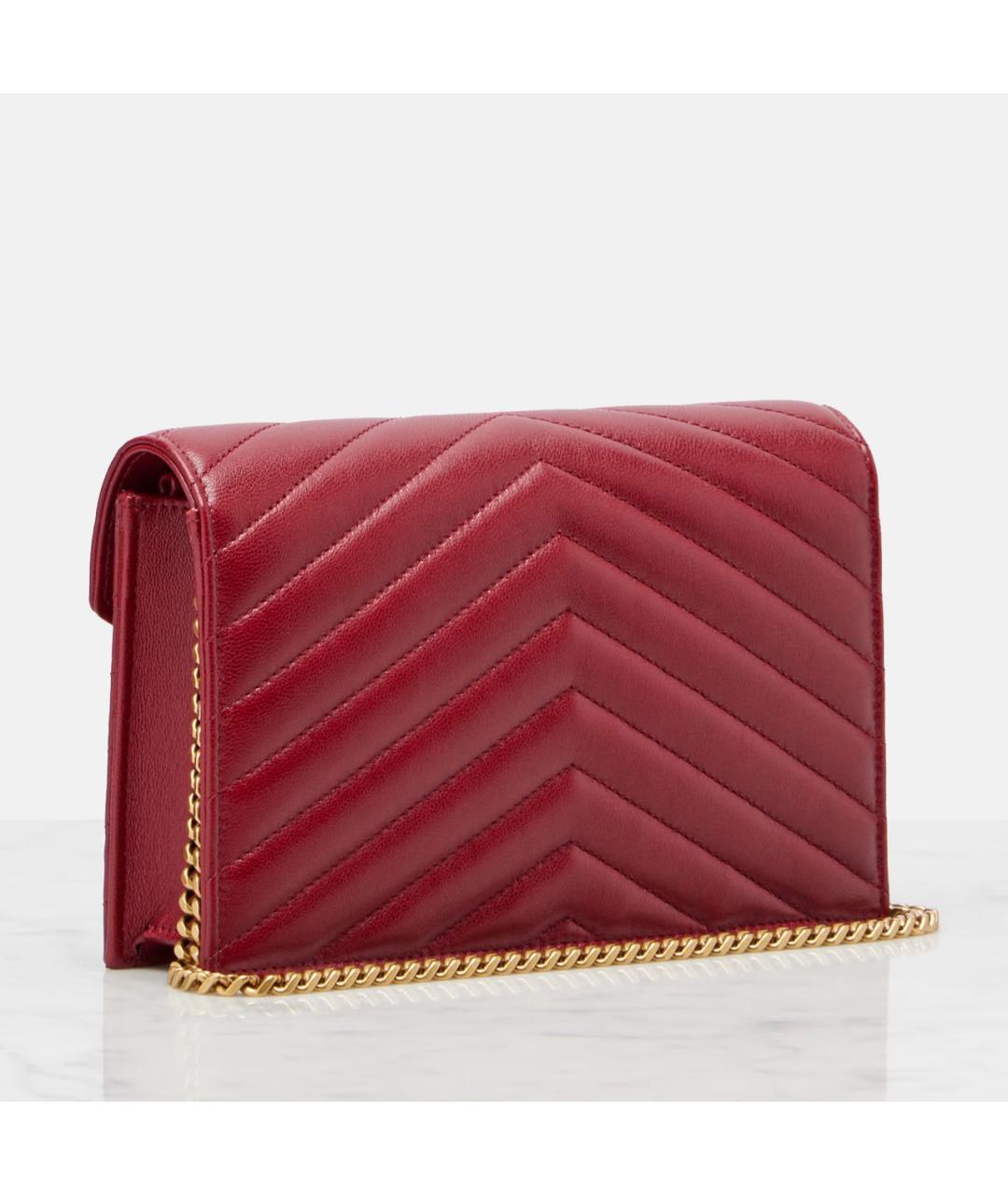 SAINT LAURENT Красная кожаная сумка через плечо, фото 3