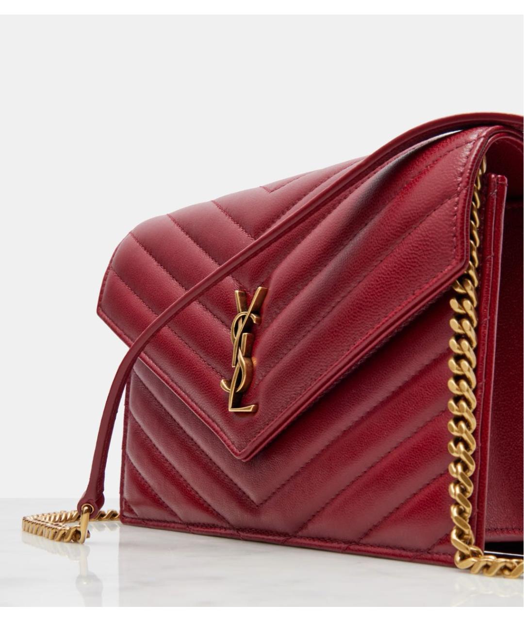 SAINT LAURENT Красная кожаная сумка через плечо, фото 2