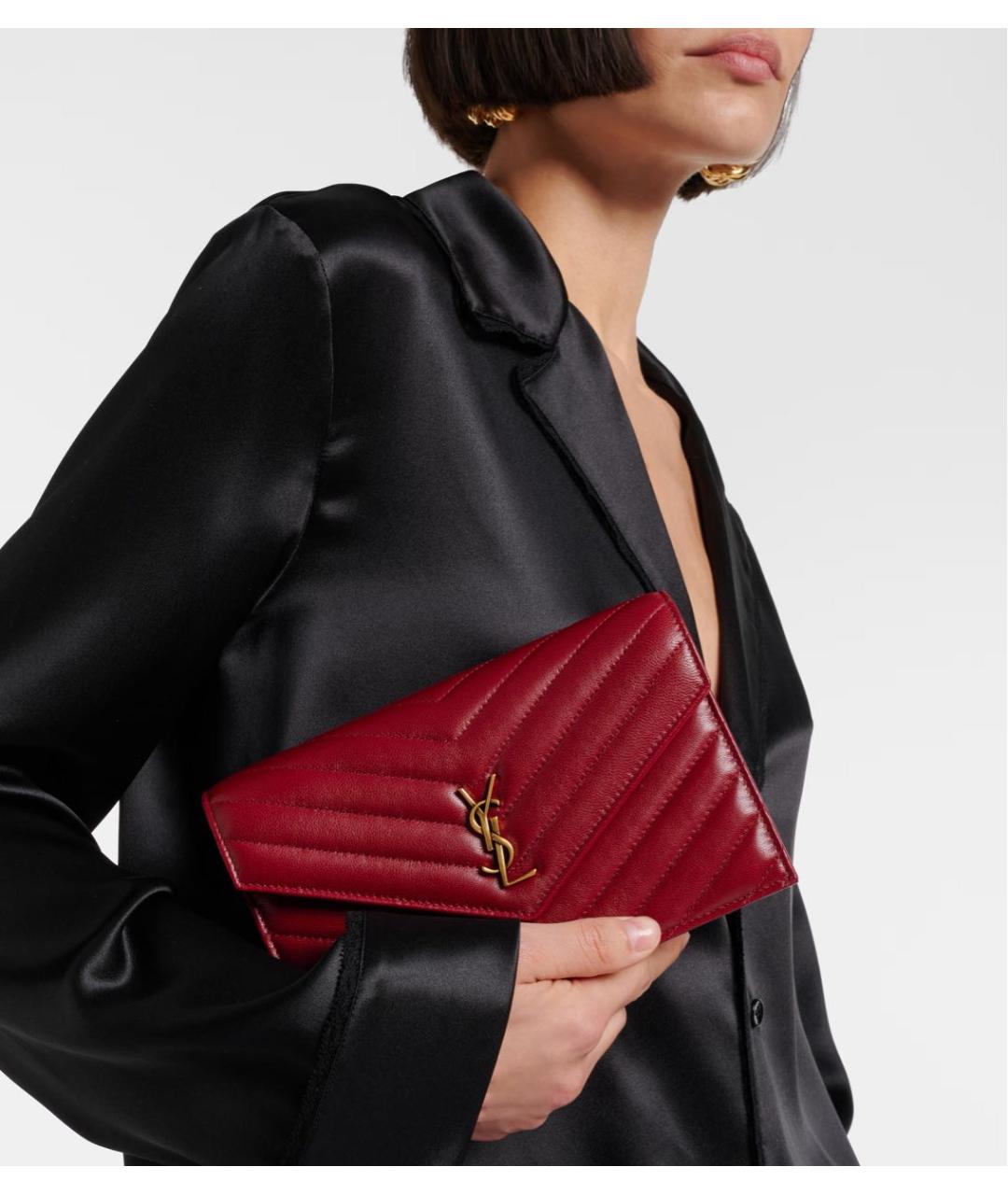 SAINT LAURENT Красная кожаная сумка через плечо, фото 4