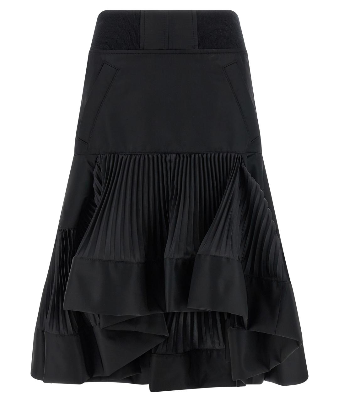 SACAI Черная полиамидовая юбка миди, фото 1
