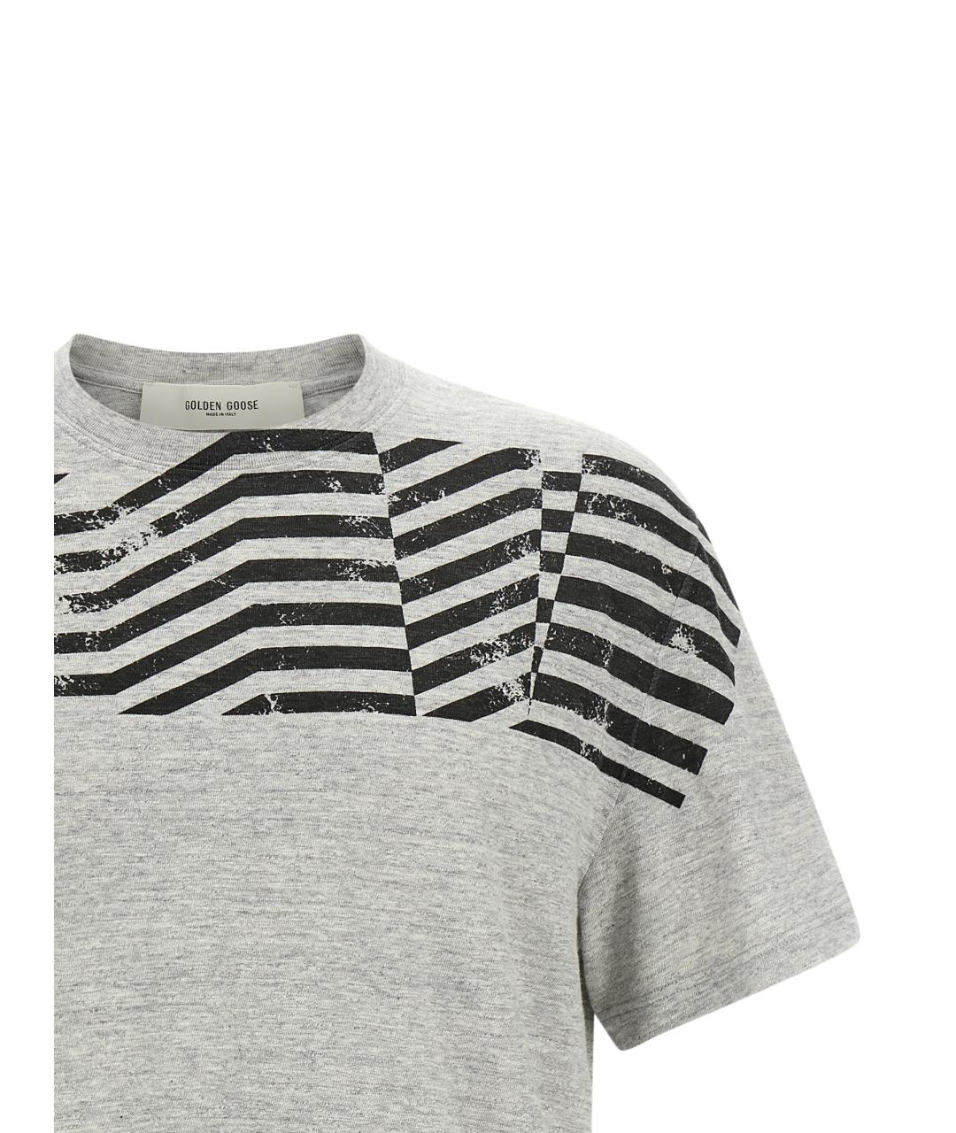 GOLDEN GOOSE DELUXE BRAND Серая хлопковая футболка, фото 3