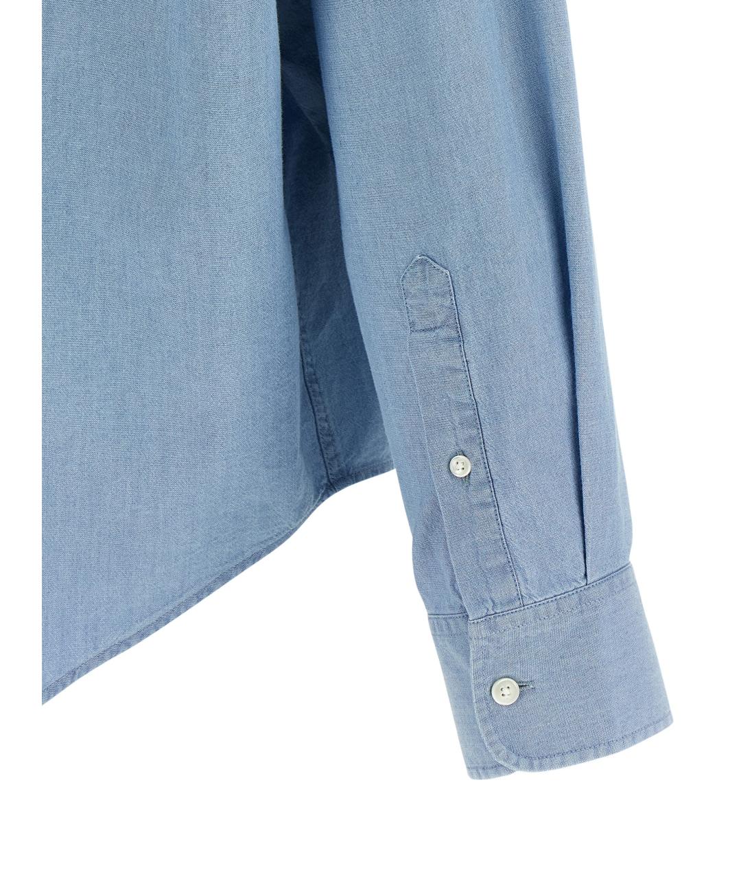 Ami Paris Голубая хлопковая кэжуал рубашка, фото 4