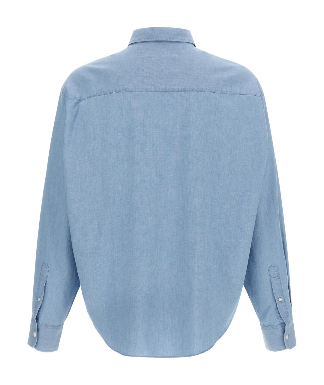 Ami Paris Голубая хлопковая кэжуал рубашка, фото 2