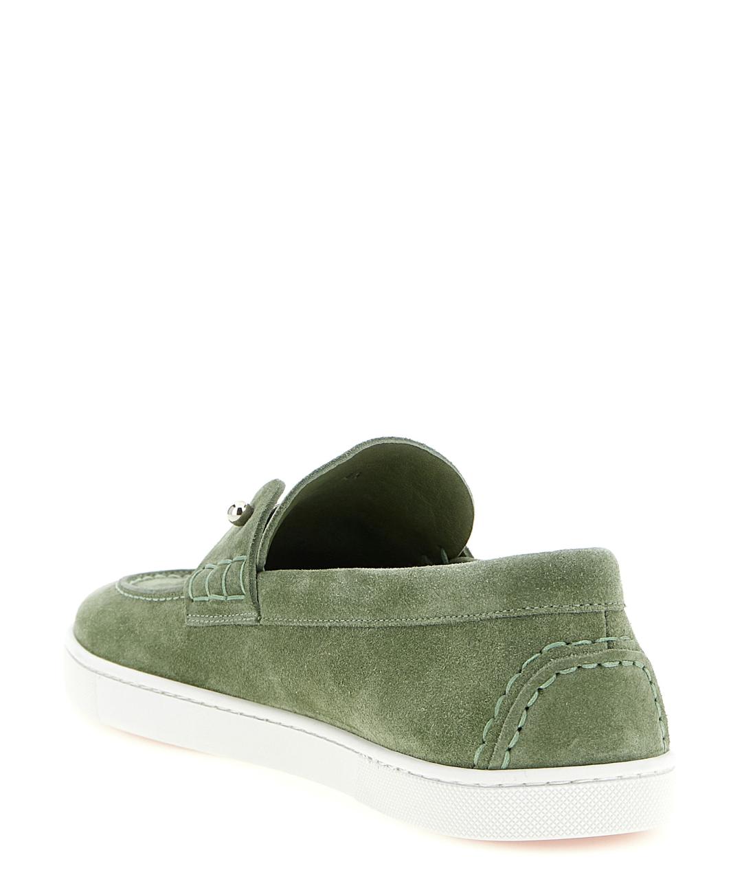 CHRISTIAN LOUBOUTIN Зеленые замшевые лоферы, фото 3