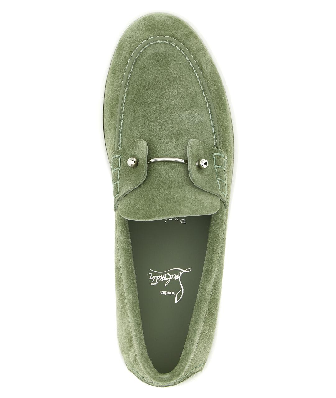 CHRISTIAN LOUBOUTIN Зеленые замшевые лоферы, фото 4