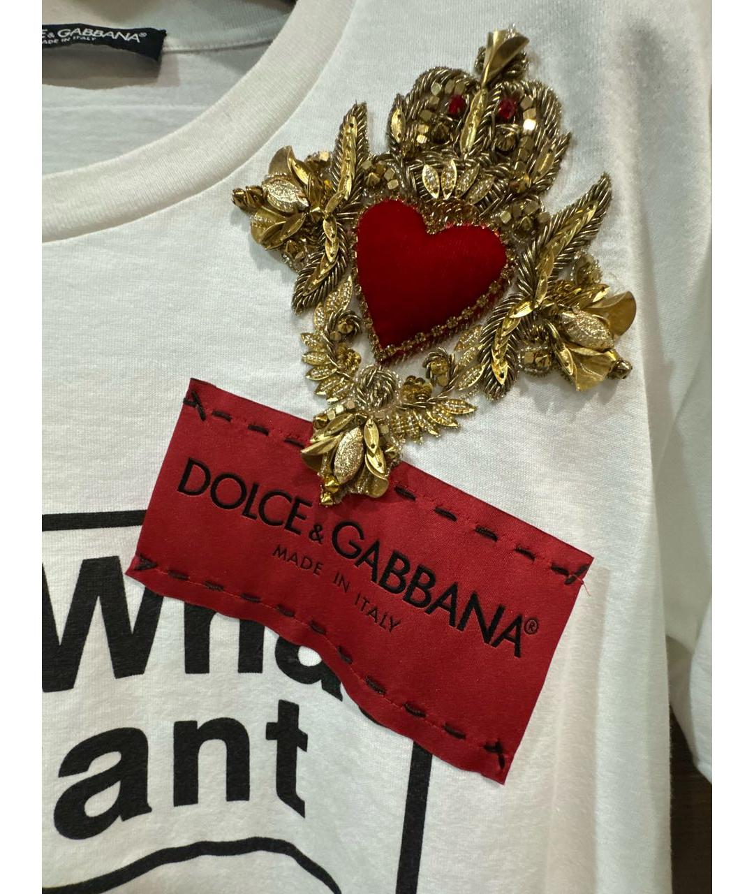 DOLCE&GABBANA Белая хлопковая футболка, фото 4