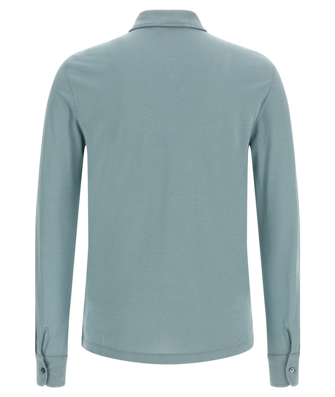 ZANONE Голубое хлопковое поло с длинным рукавом, фото 2