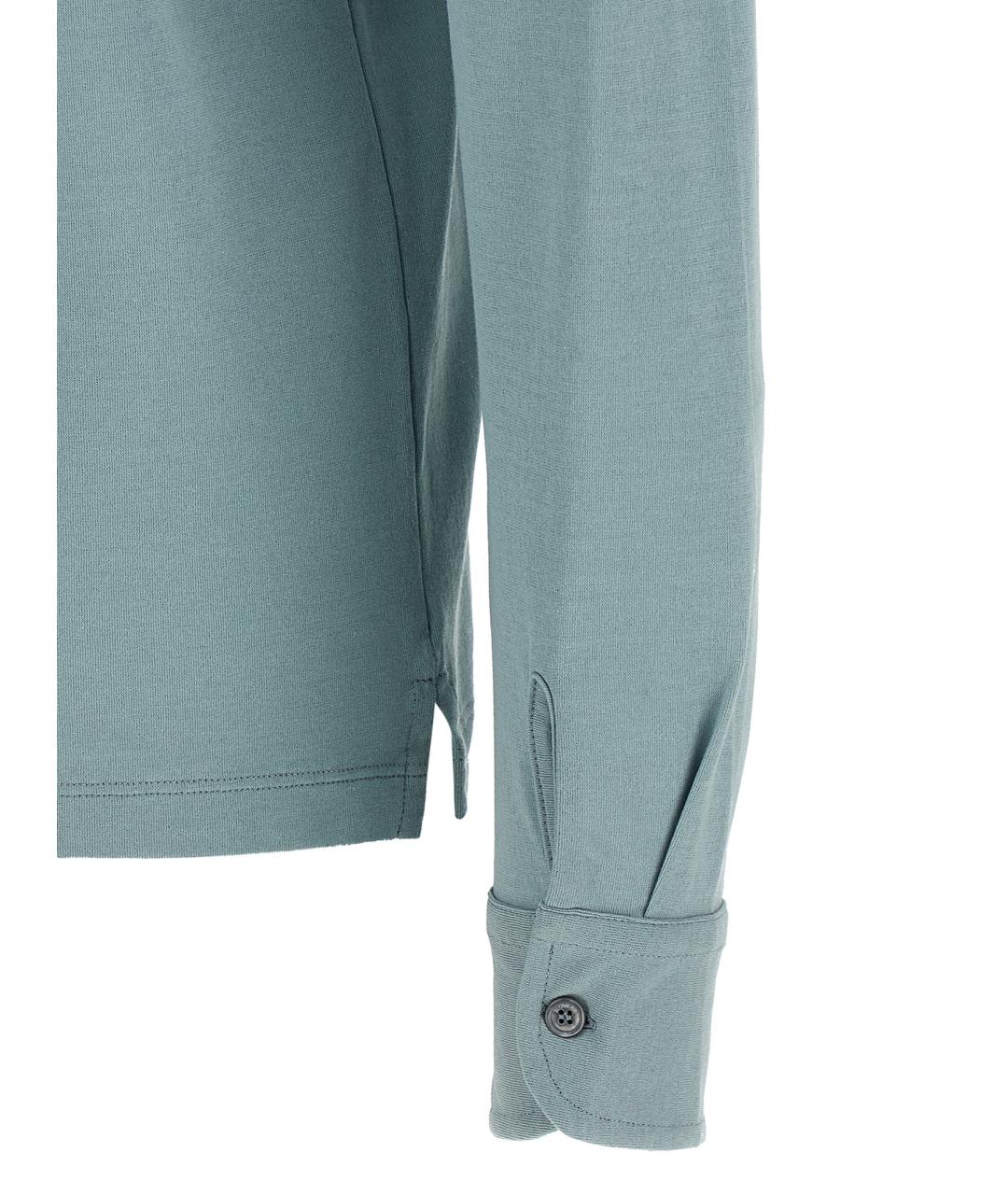 ZANONE Голубое хлопковое поло с длинным рукавом, фото 4