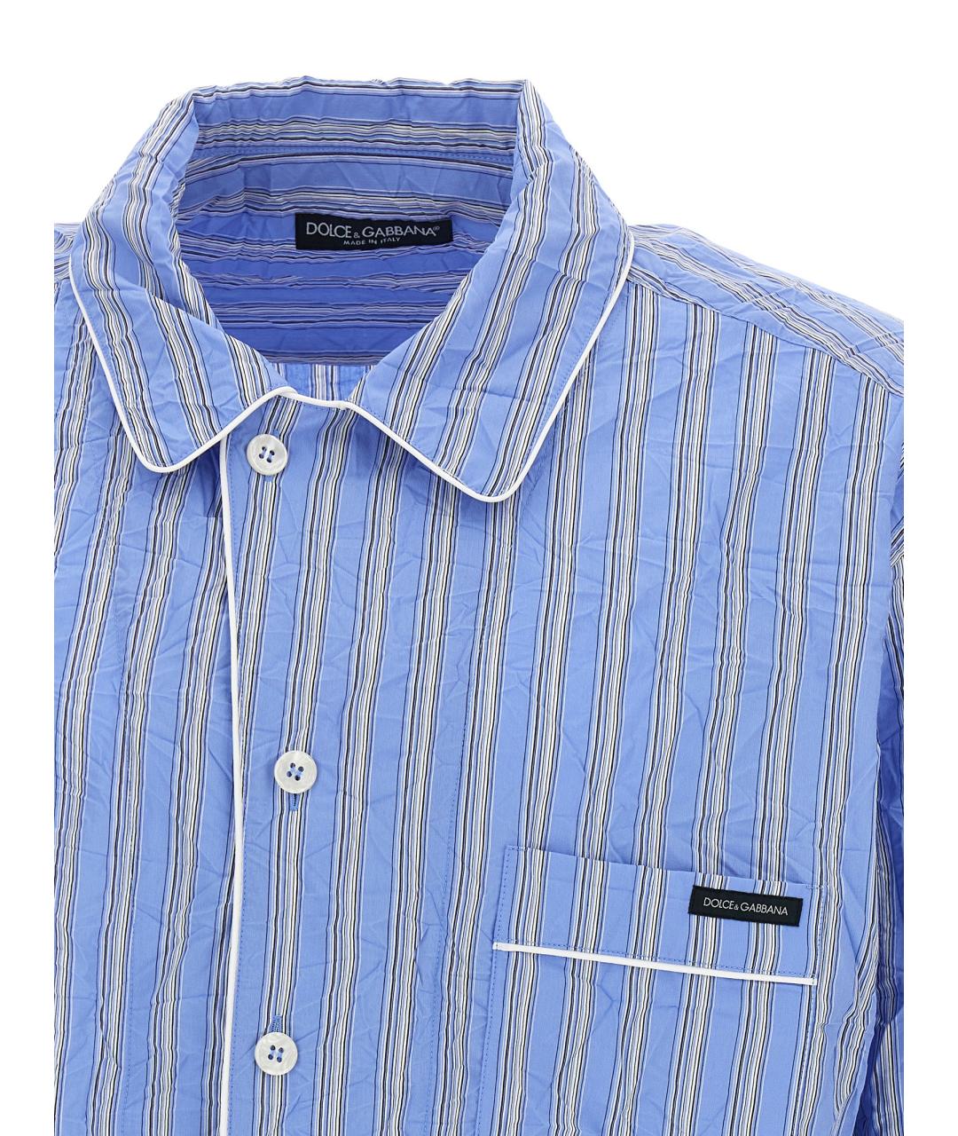 DOLCE&GABBANA Голубая хлопко-шелковая кэжуал рубашка, фото 5