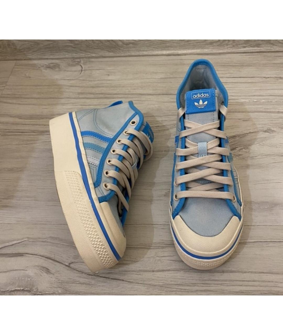 ADIDAS Голубые текстильные кеды, фото 4