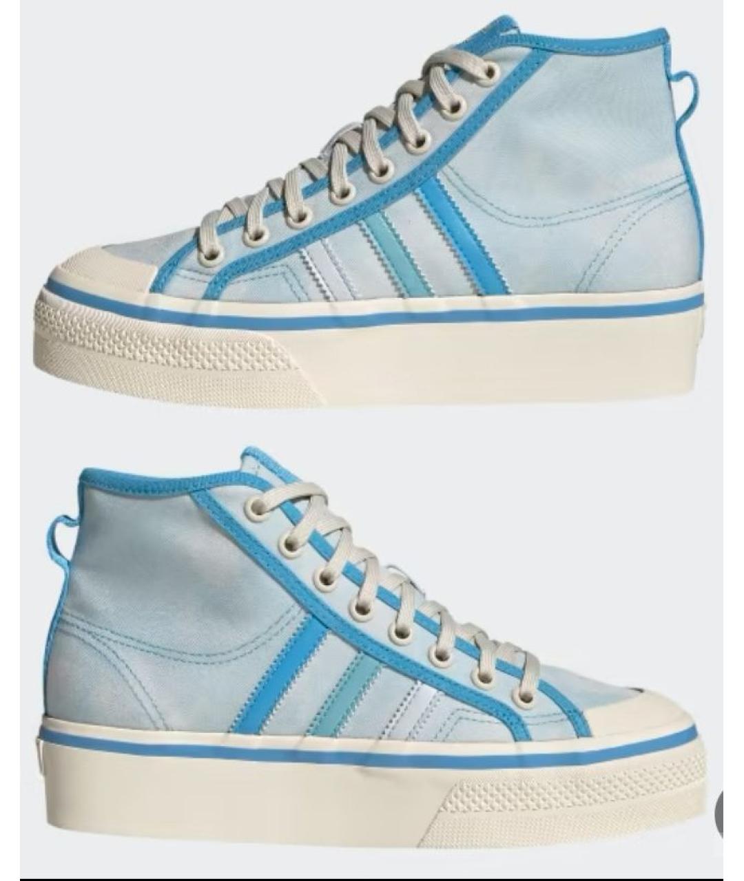 ADIDAS Голубые текстильные кеды, фото 2