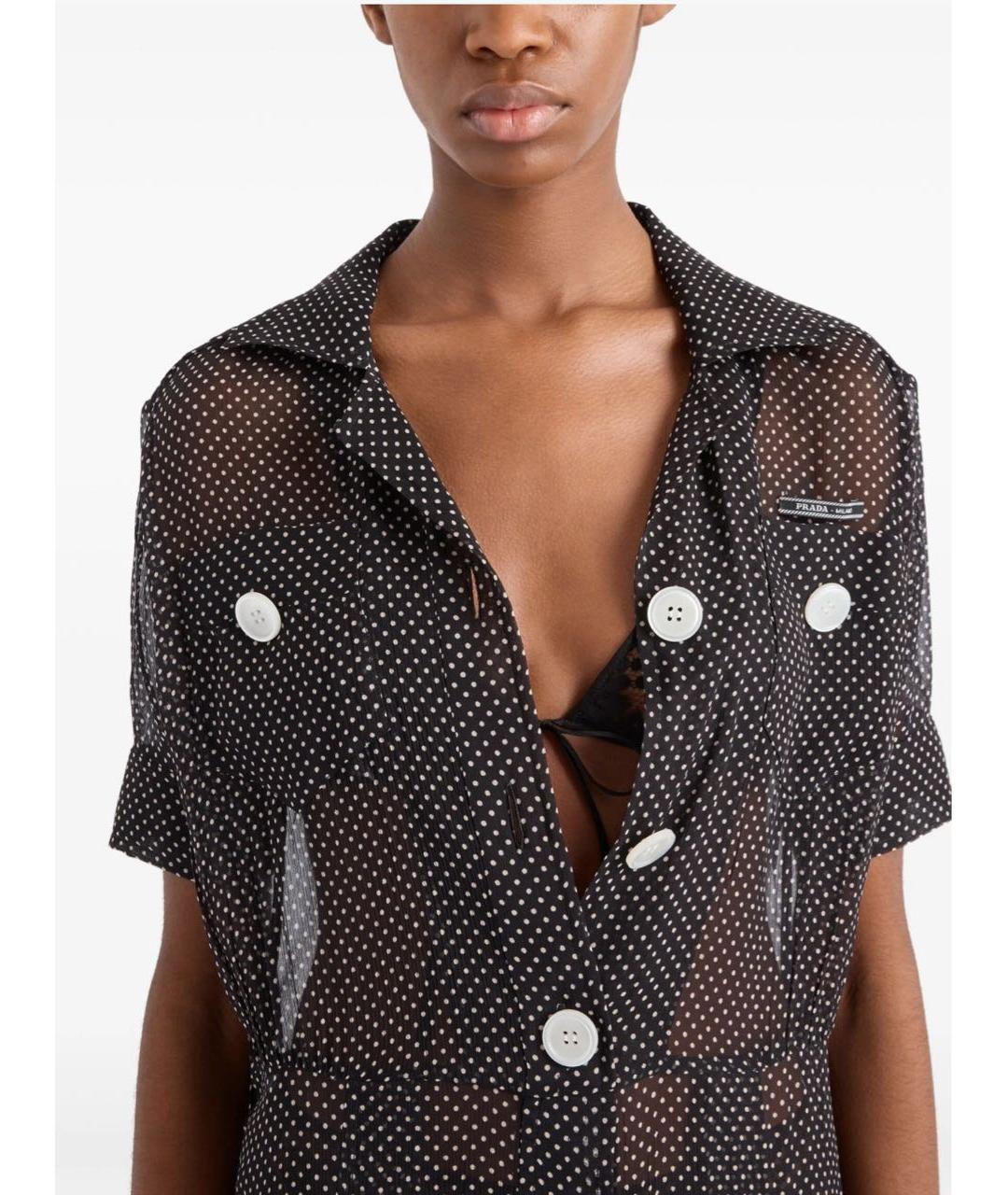 PRADA Черное шелковое повседневное платье, фото 3