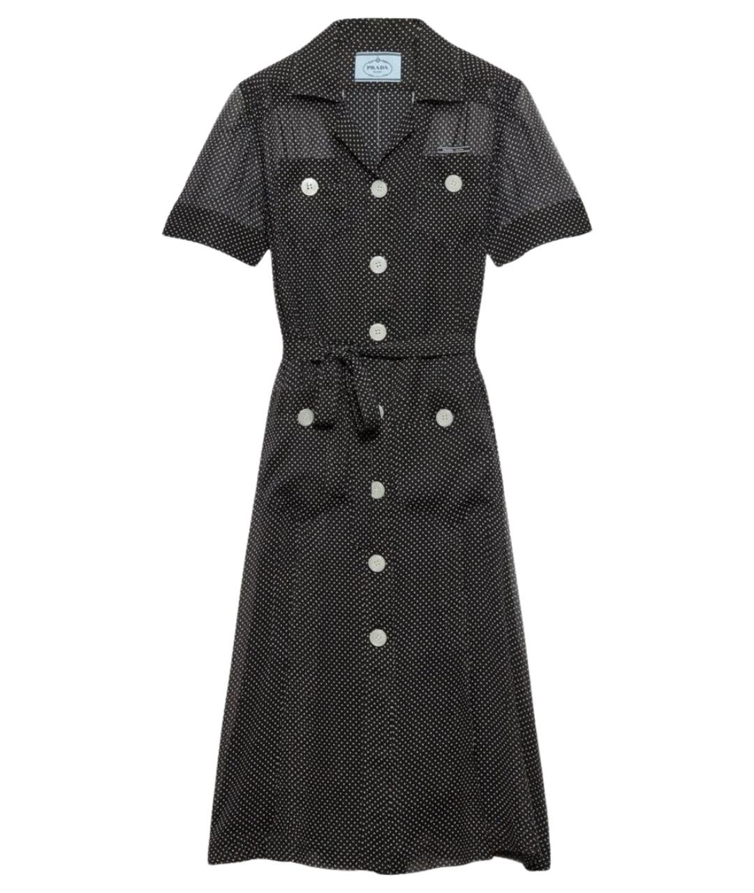 PRADA Черное шелковое повседневное платье, фото 1